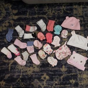 Baby socks, mittens, and hats